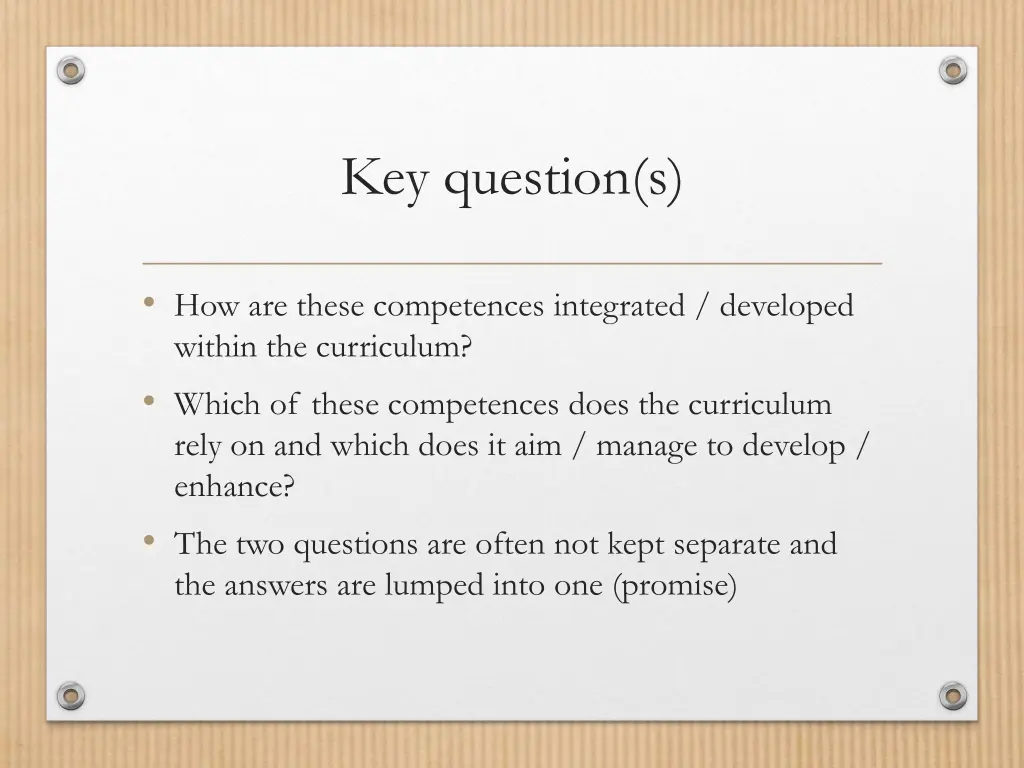 key question s