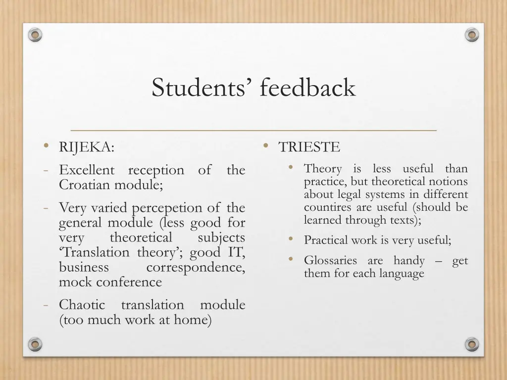 students feedback