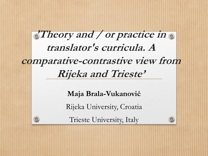 theory and or practice in translator s curricula