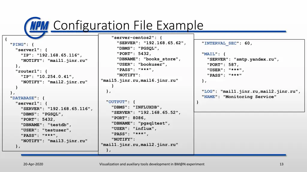 configuration file example server centos2 server