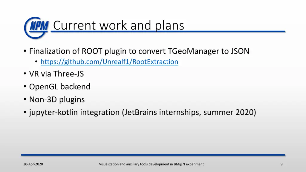 current work and plans