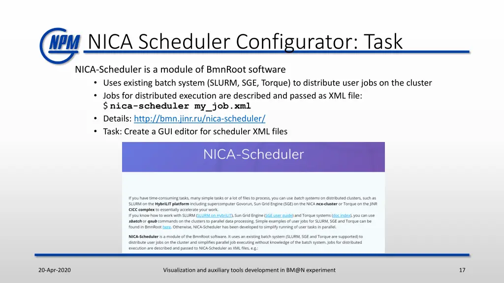 nica scheduler configurator task