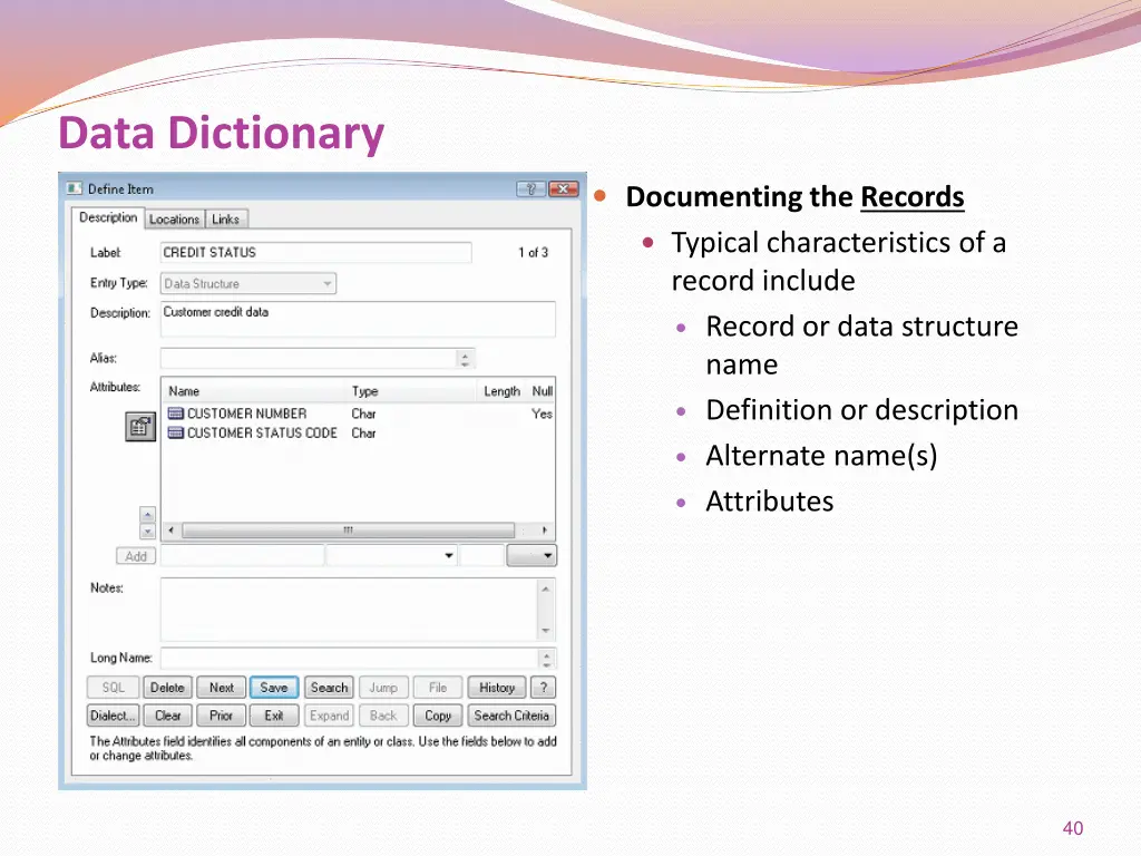 data dictionary 10