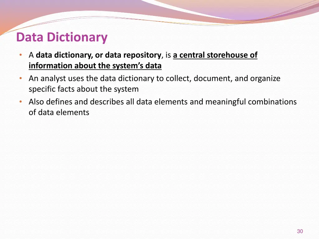 data dictionary