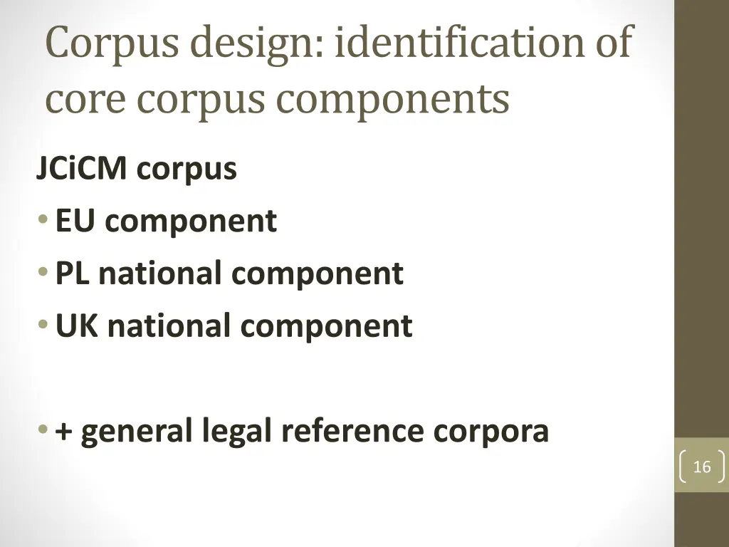 corpus design identification of core corpus