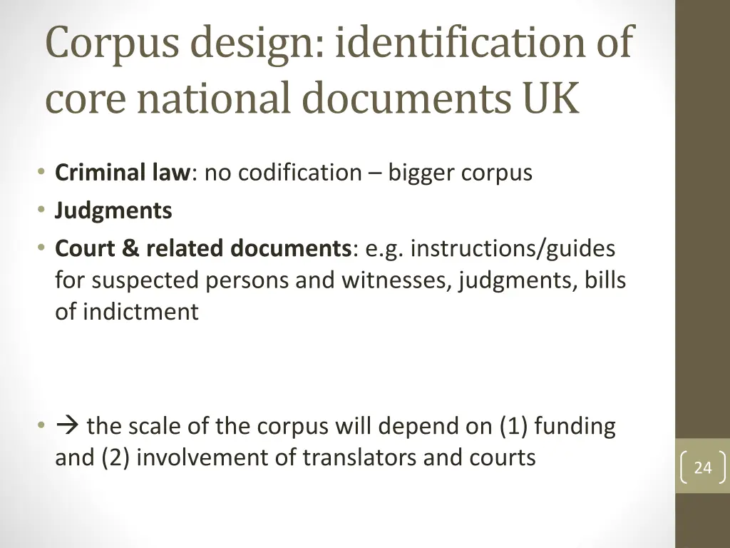 corpus design identification of core national 1