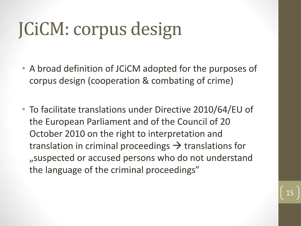 jcicm corpus design