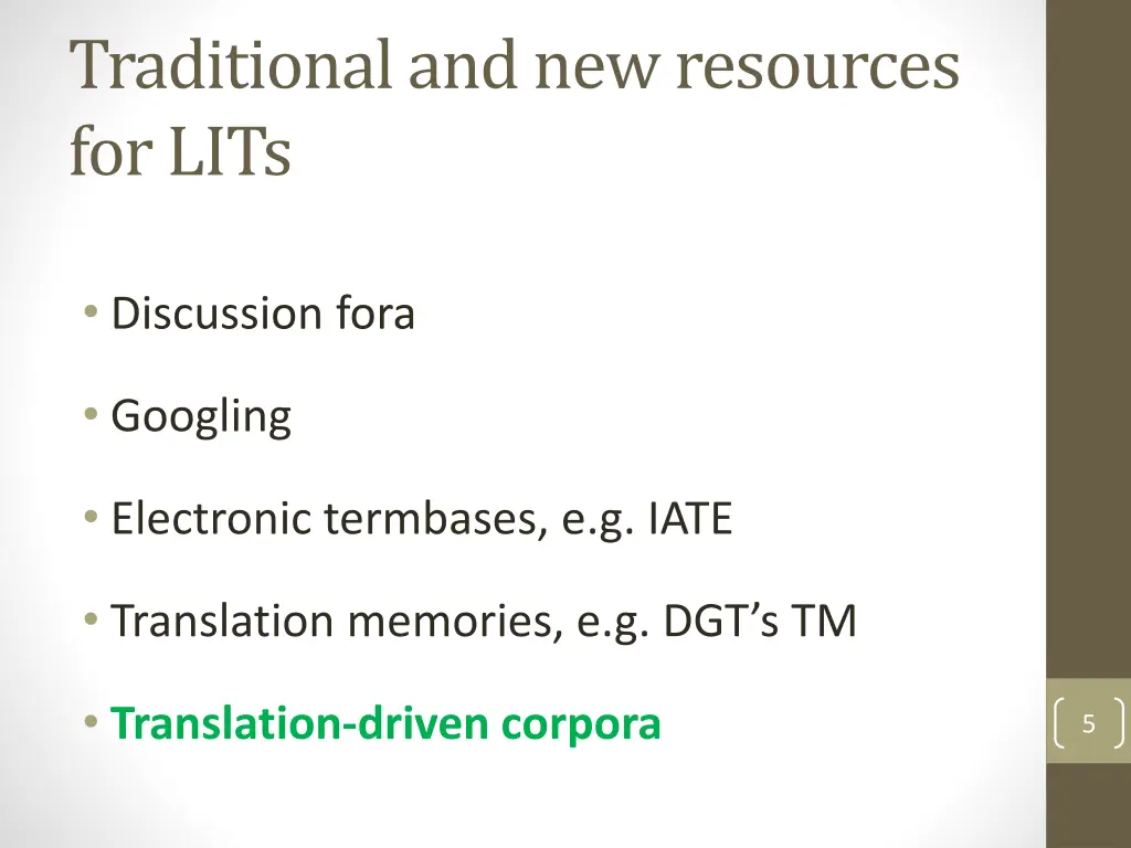 traditional and new resources for lits