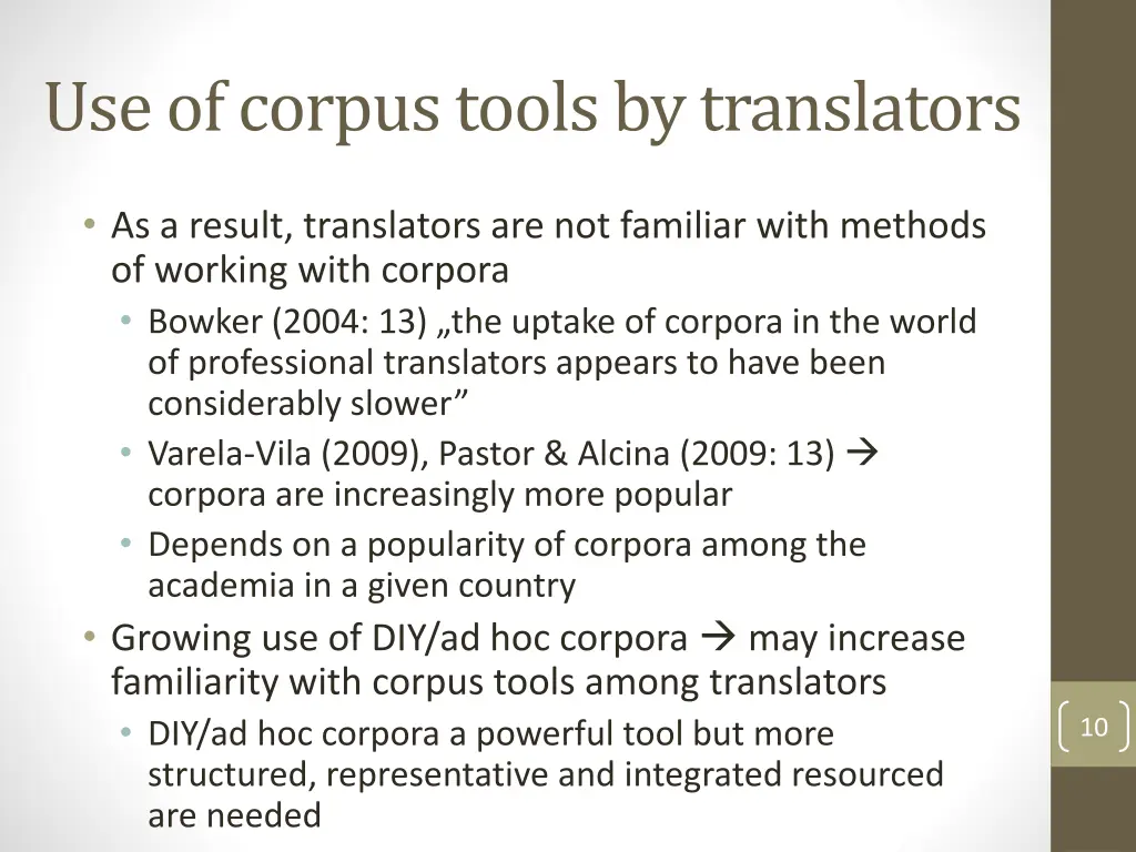 use of corpus tools by translators