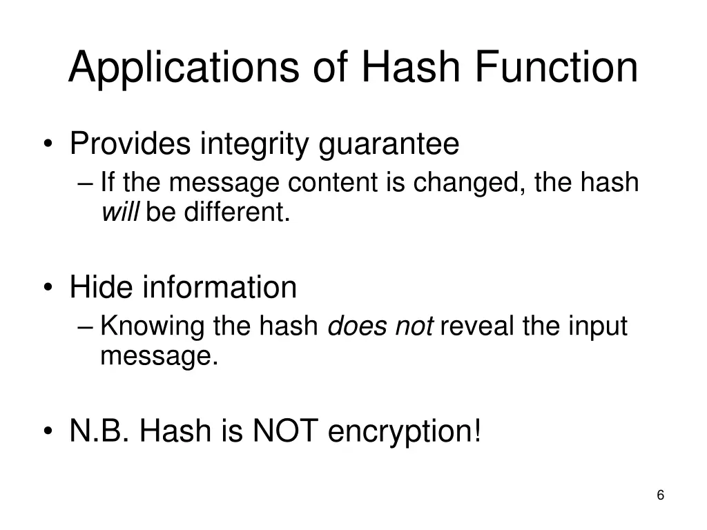 applications of hash function