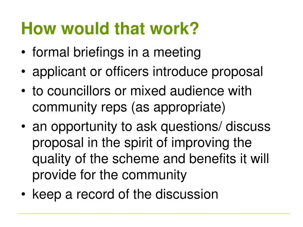 how would that work formal briefings in a meeting