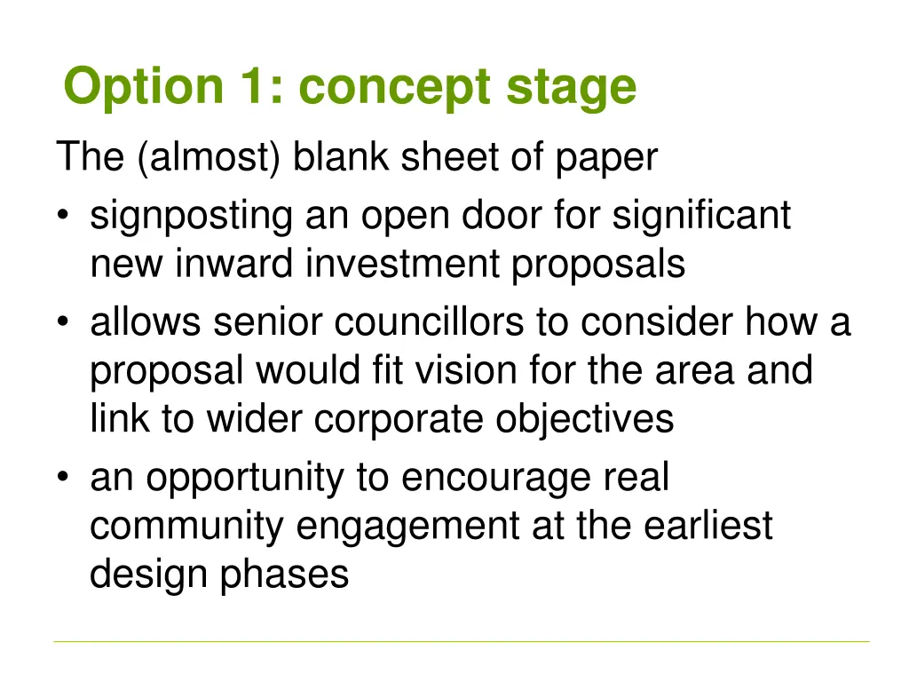 option 1 concept stage the almost blank sheet