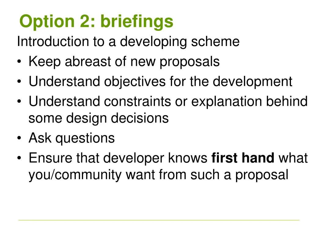 option 2 briefings introduction to a developing