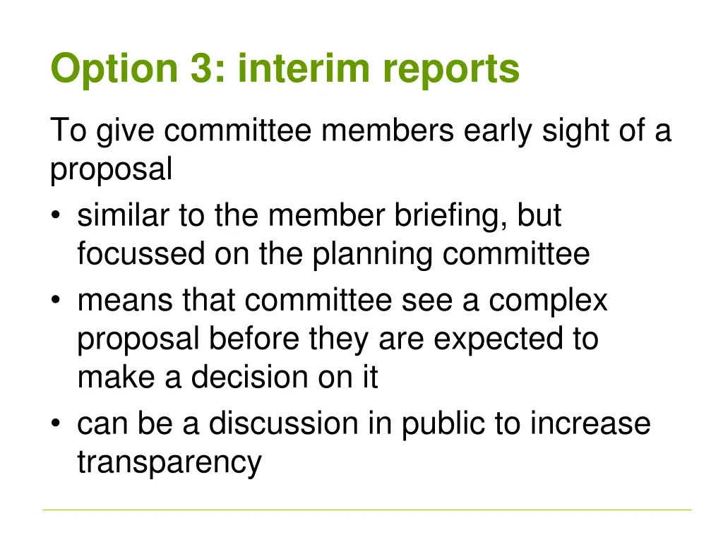 option 3 interim reports