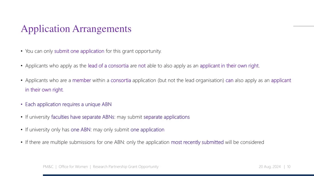 application arrangements