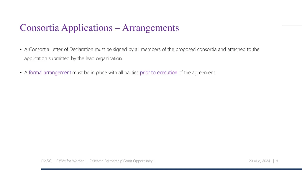 consortia applications arrangements