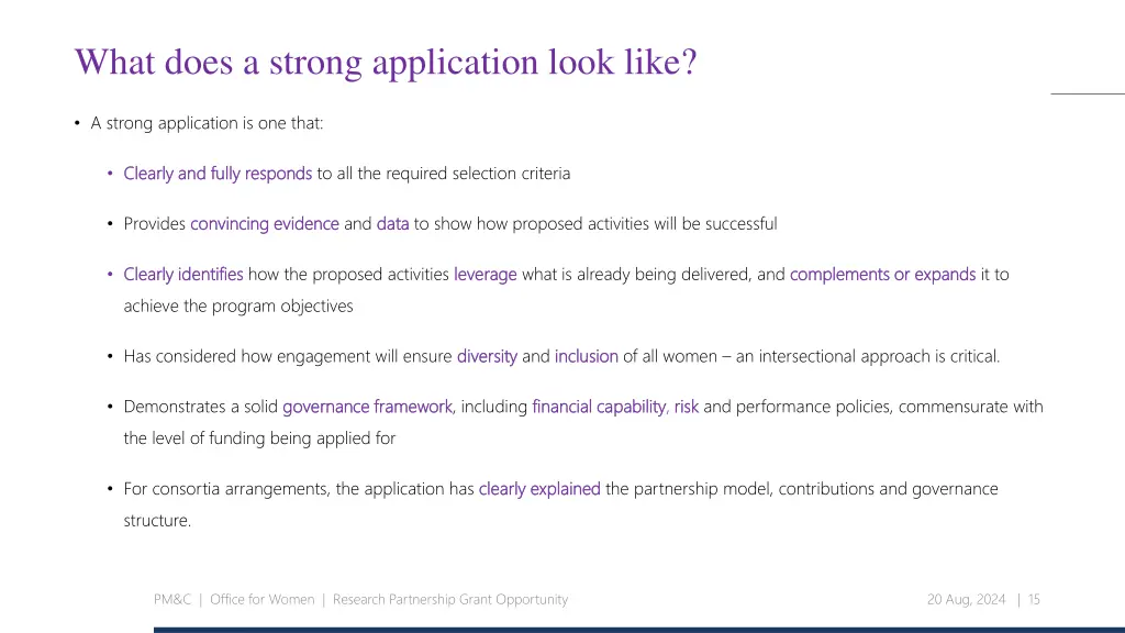 what does a strong application look like