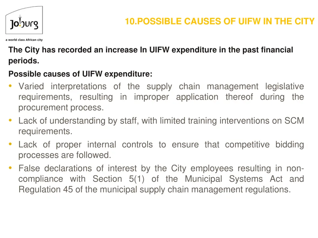 10 possible causes of uifw in the city
