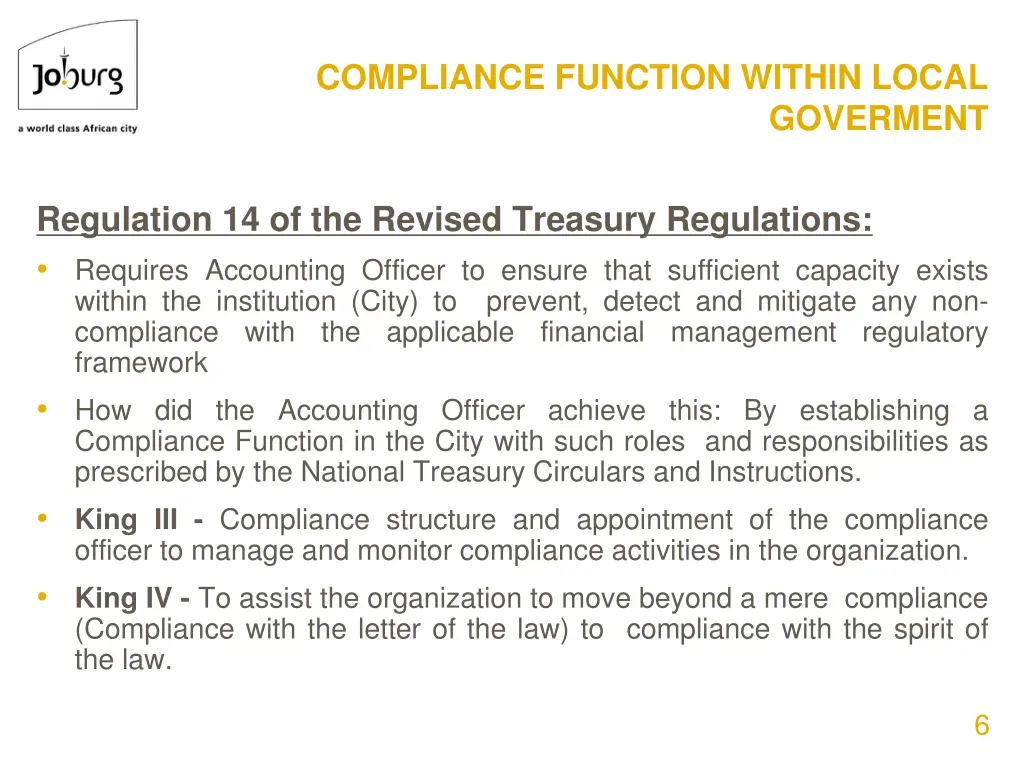 compliance function within local
