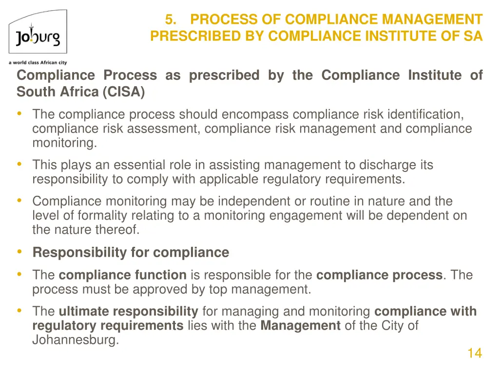 process of compliance management prescribed