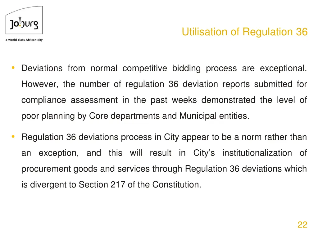 utilisation of regulation 36 1
