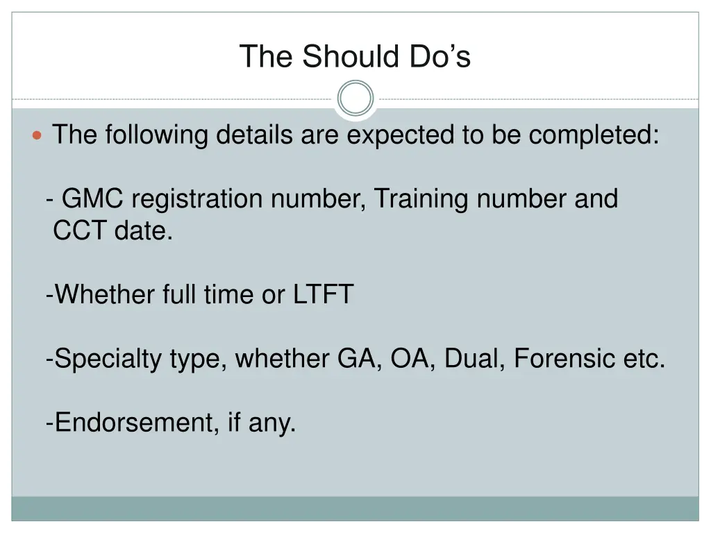 the should do s