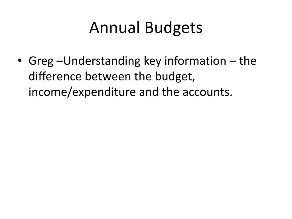 annual budgets