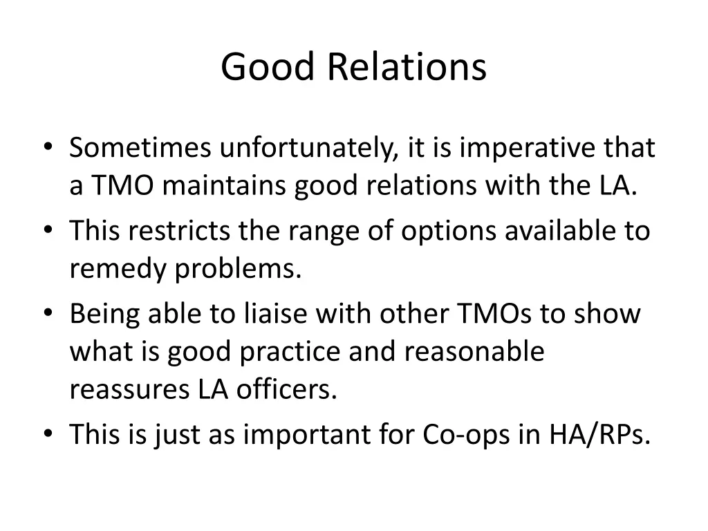 good relations