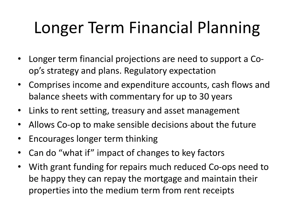 longer term financial planning