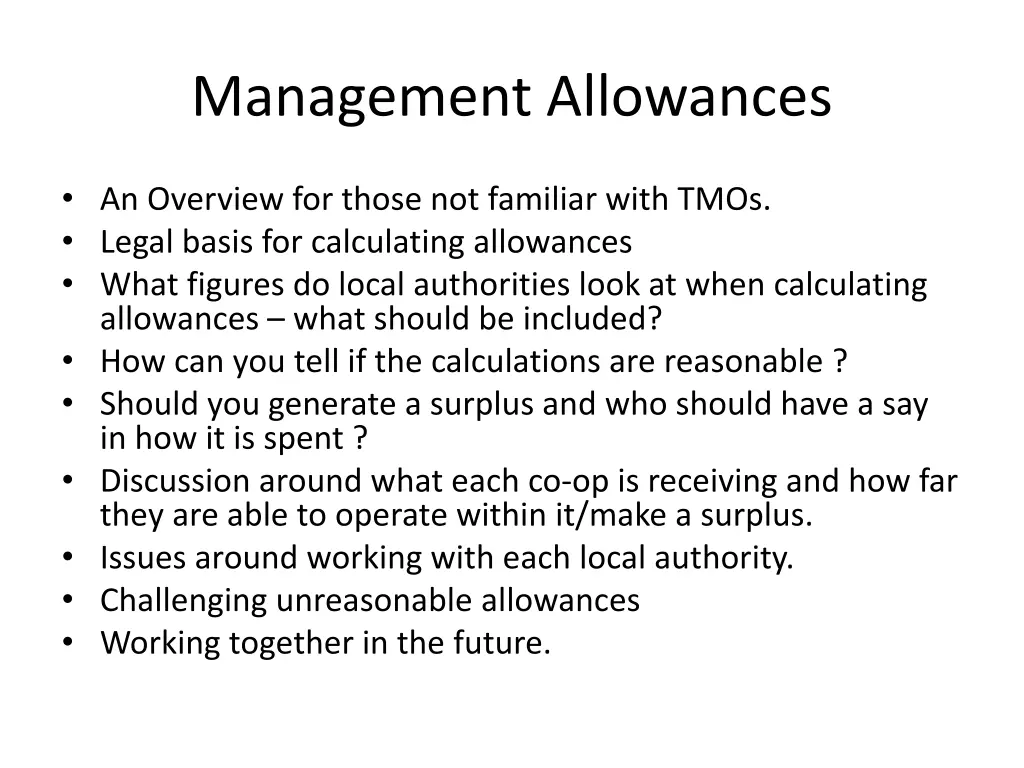 management allowances