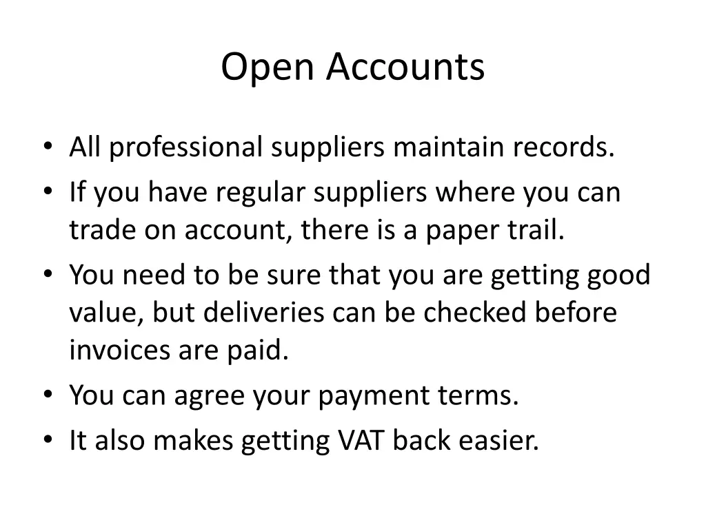 open accounts
