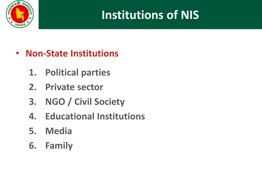 institutions of nis 1