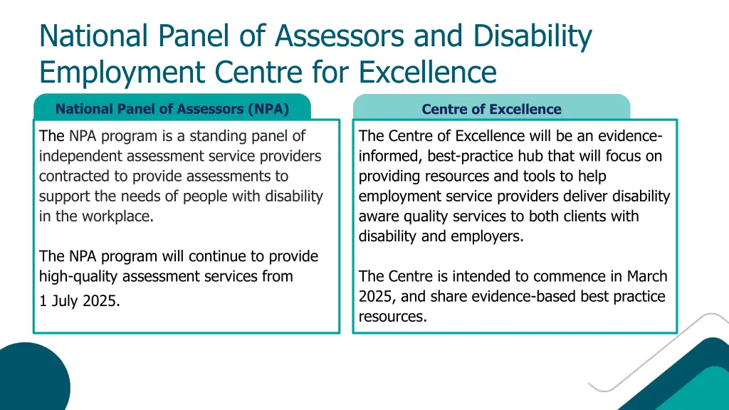 national panel of assessors and disability
