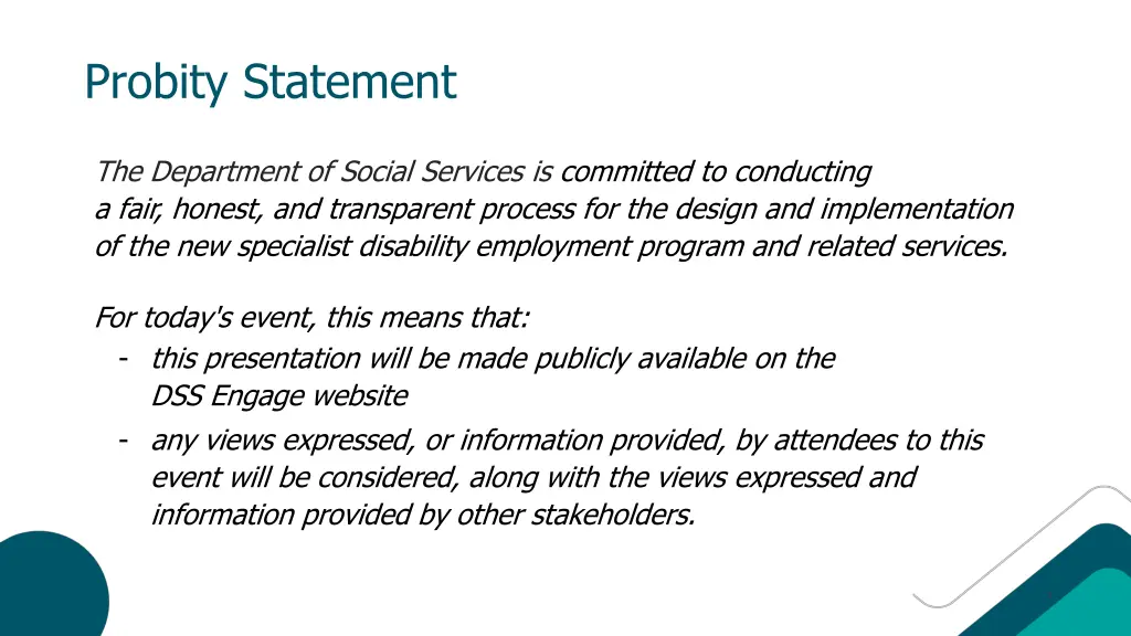 probity statement