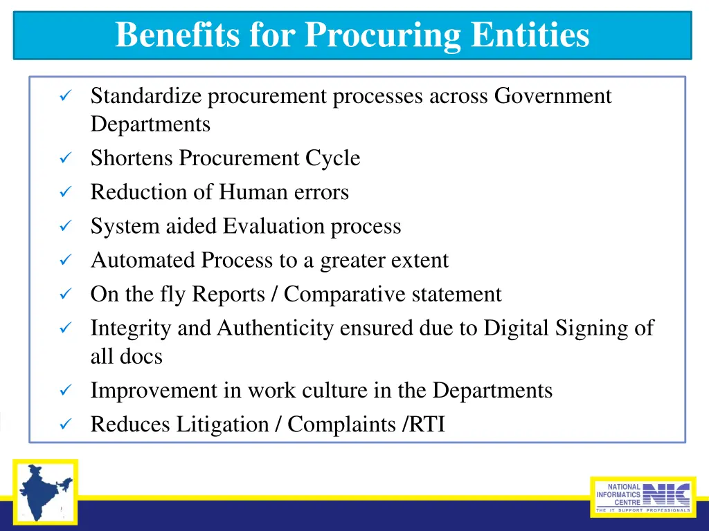 benefits for procuring entities