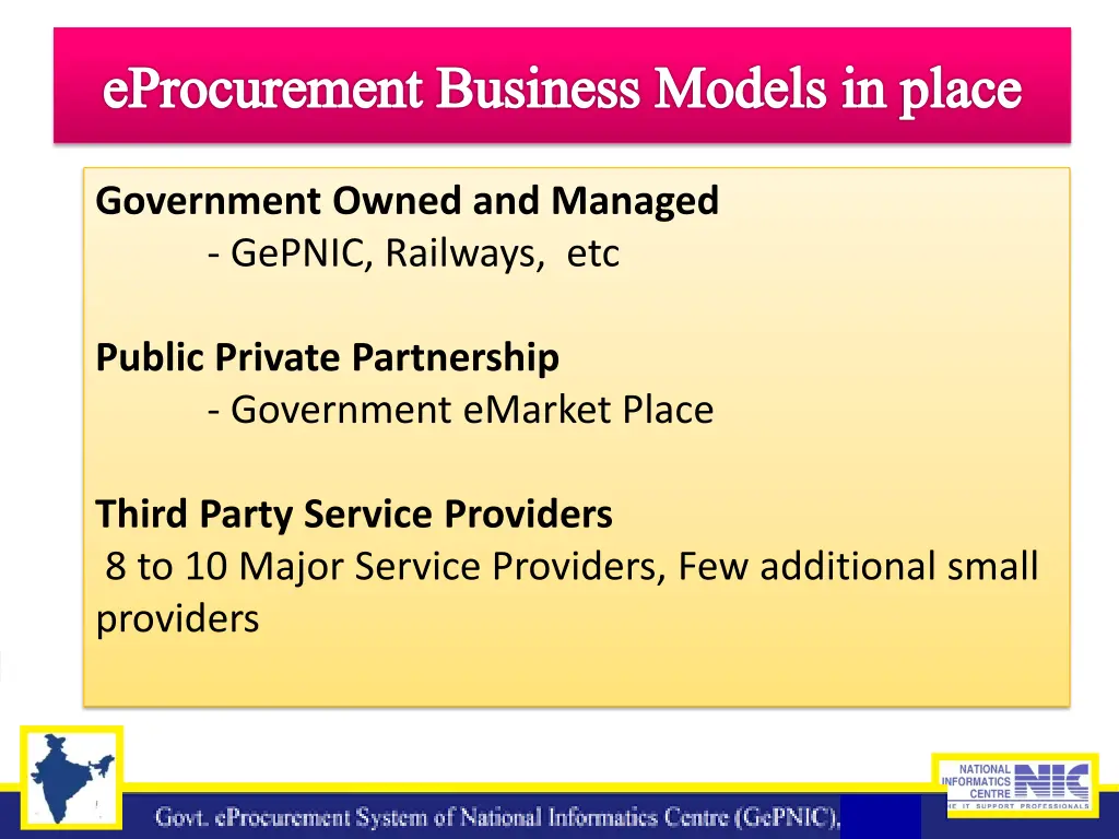 eprocurement business models in place