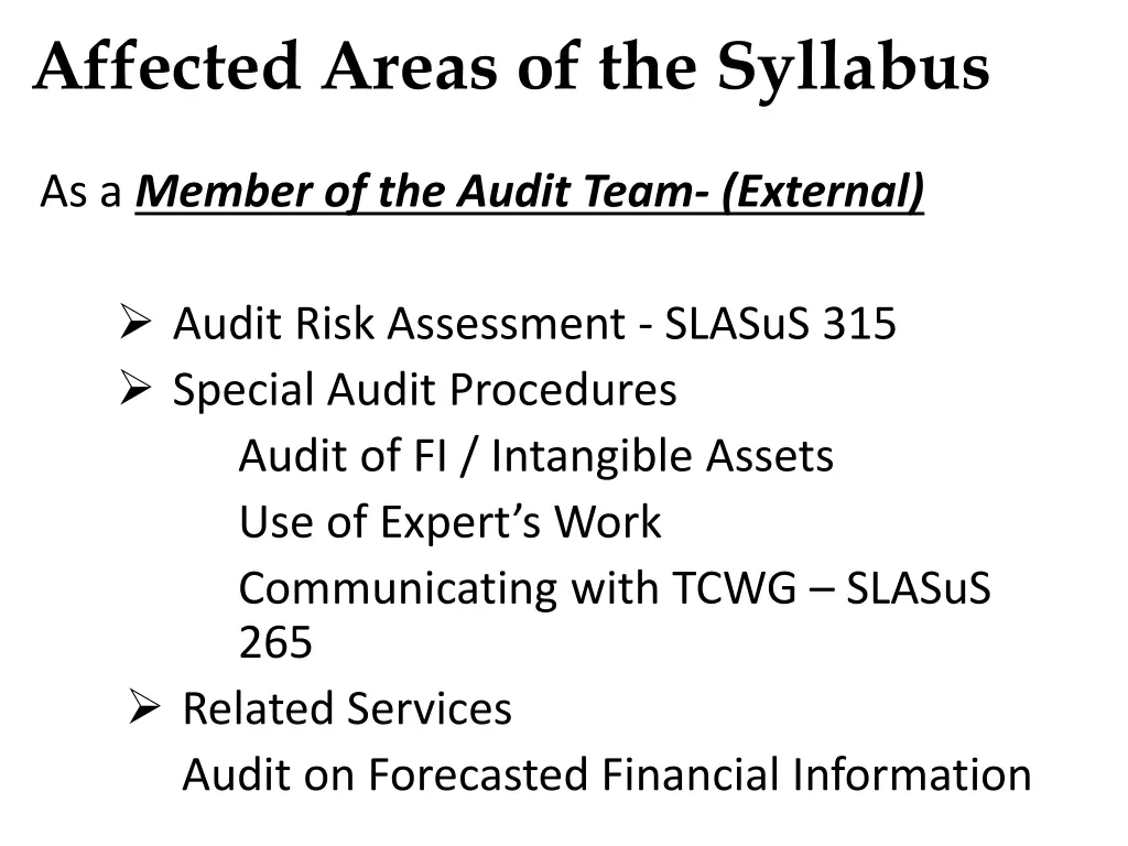 affected areas of the syllabus 1