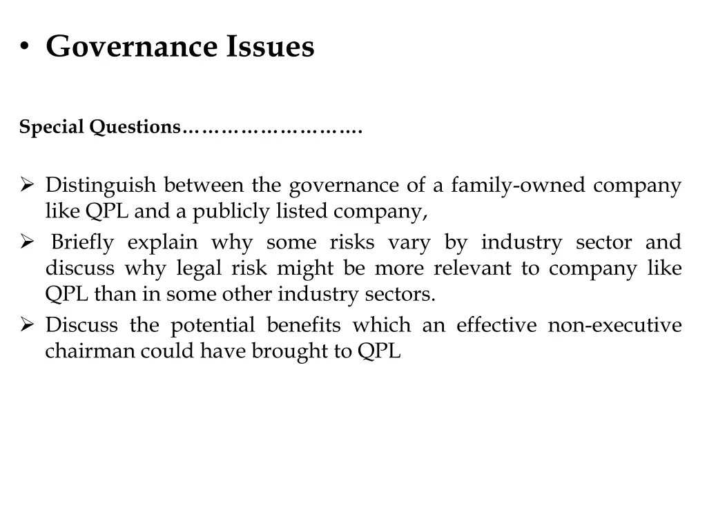 governance issues