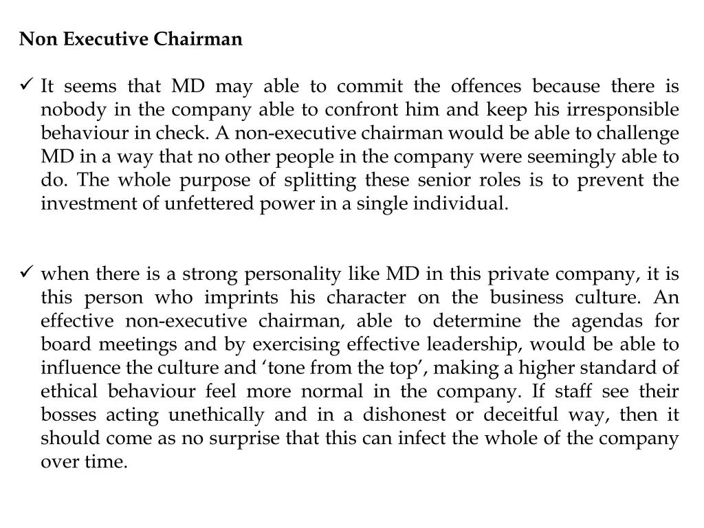 non executive chairman