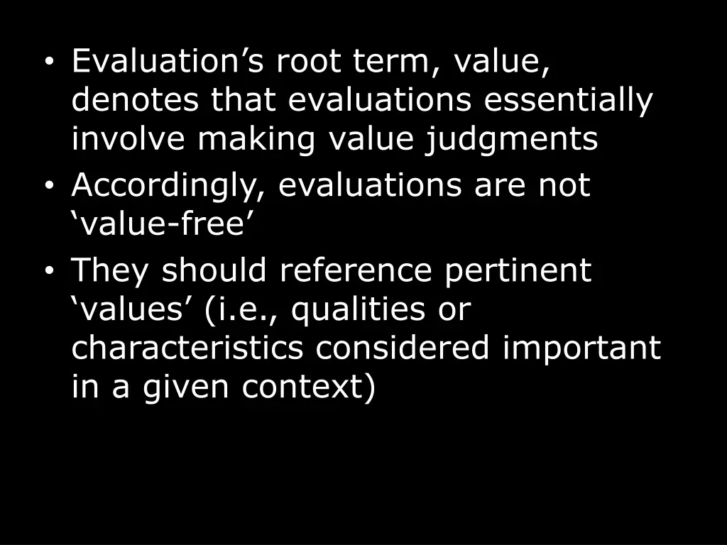 evaluation s root term value denotes that