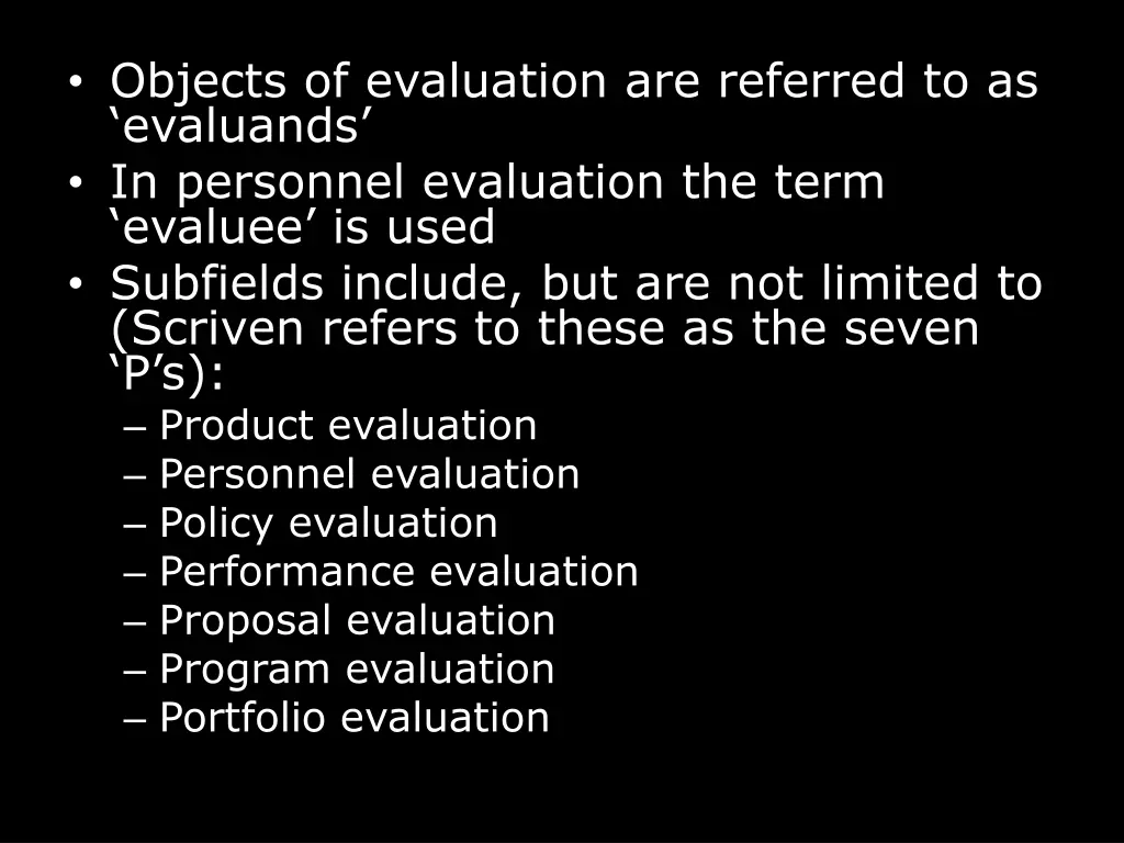 objects of evaluation are referred