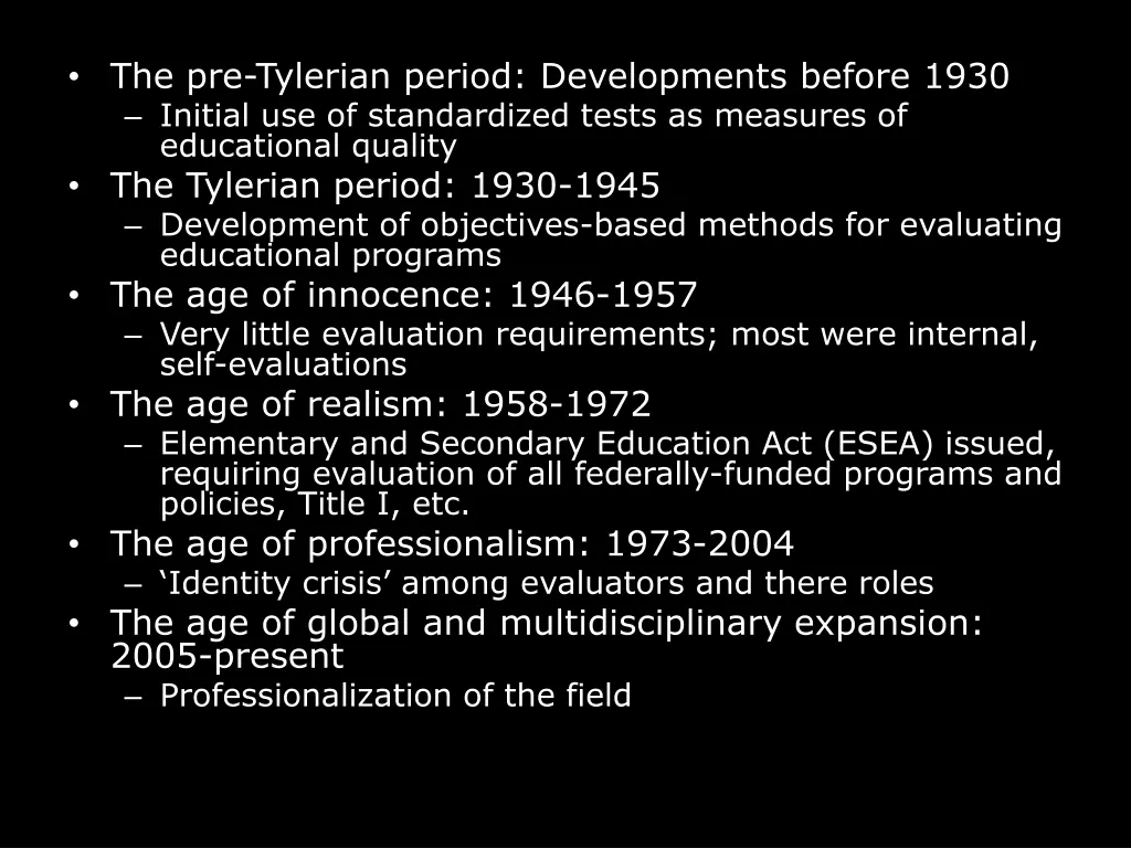 the pre tylerian period developments before 1930