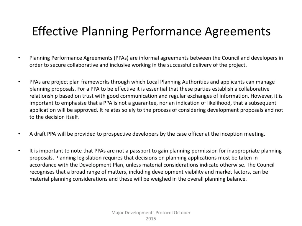 effective planning performance agreements