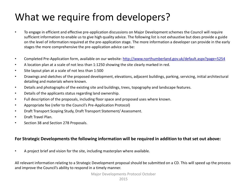 what we require from developers