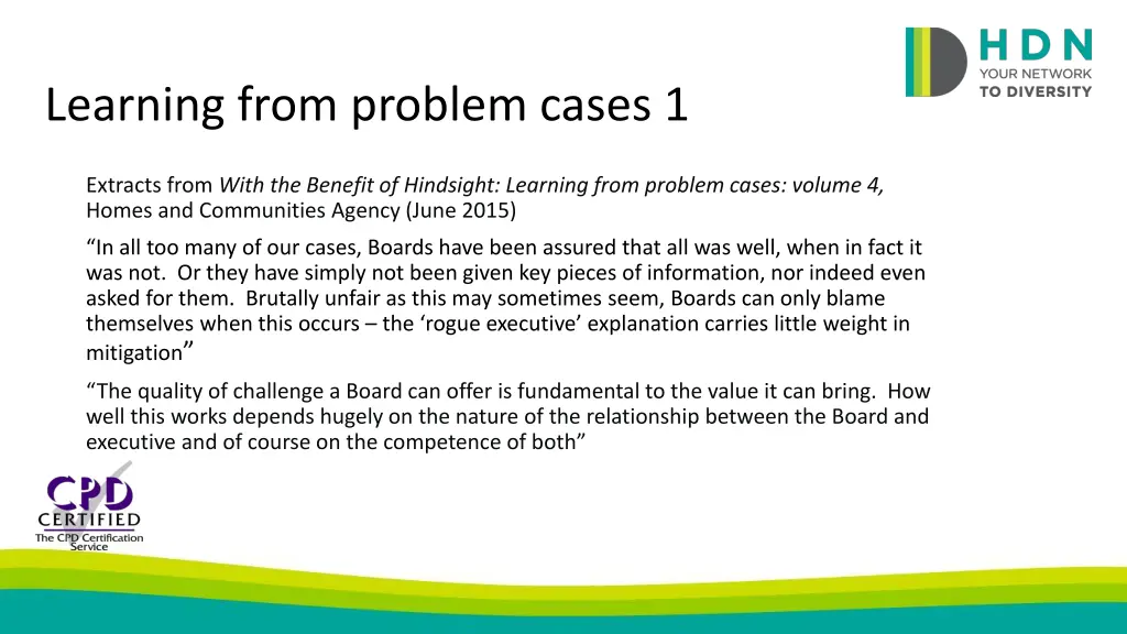 learning from problem cases 1