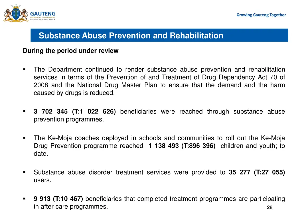 substance abuse prevention and rehabilitation