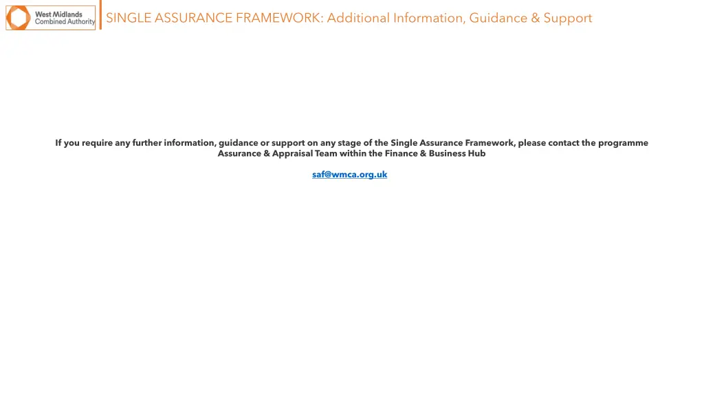 single assurance framework additional information