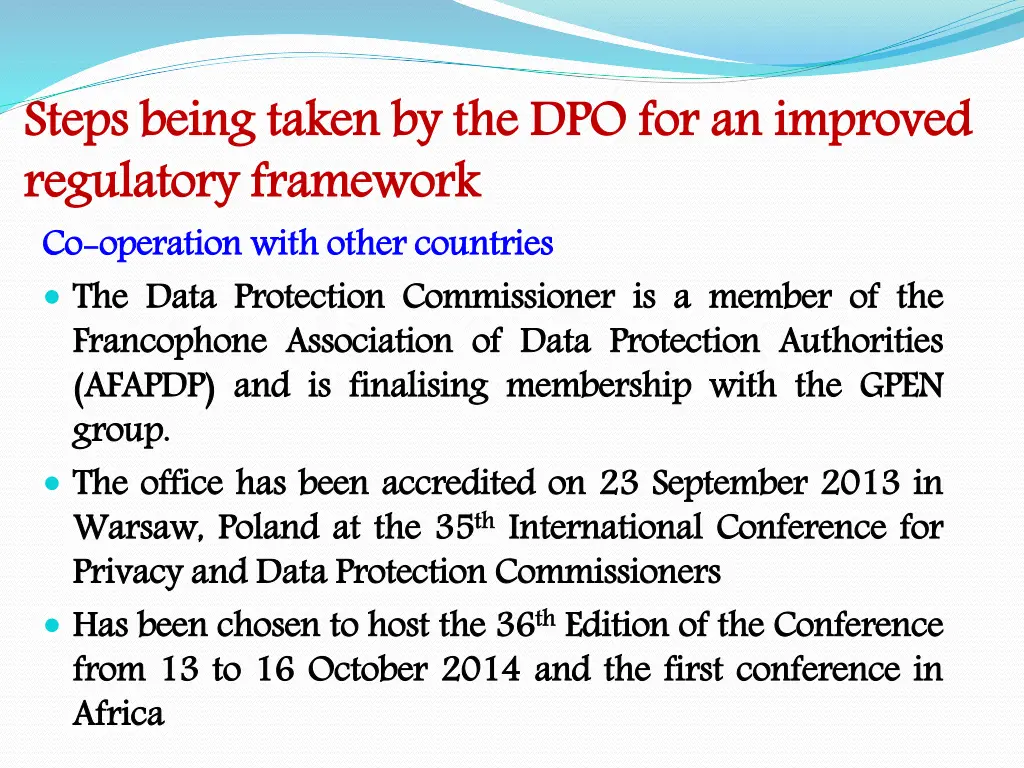 steps being taken by the regulatory framework