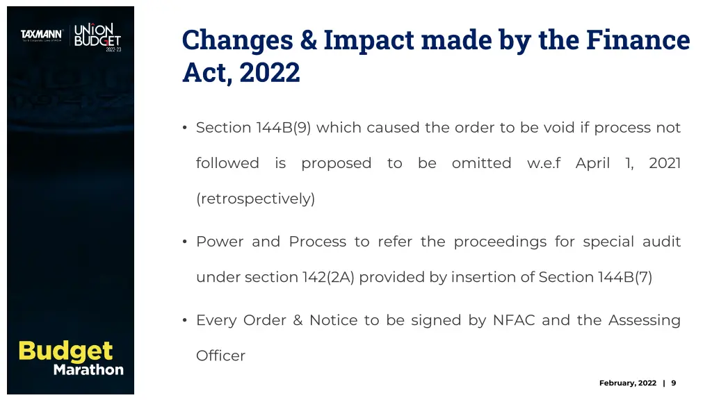 changes impact made by the finance act 2022 1