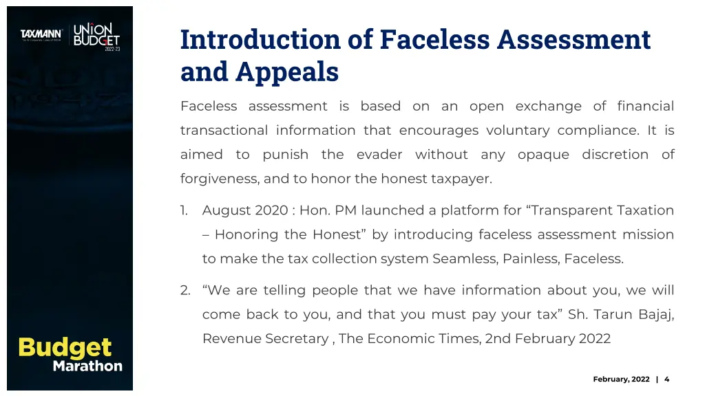 introduction of faceless assessment and appeals